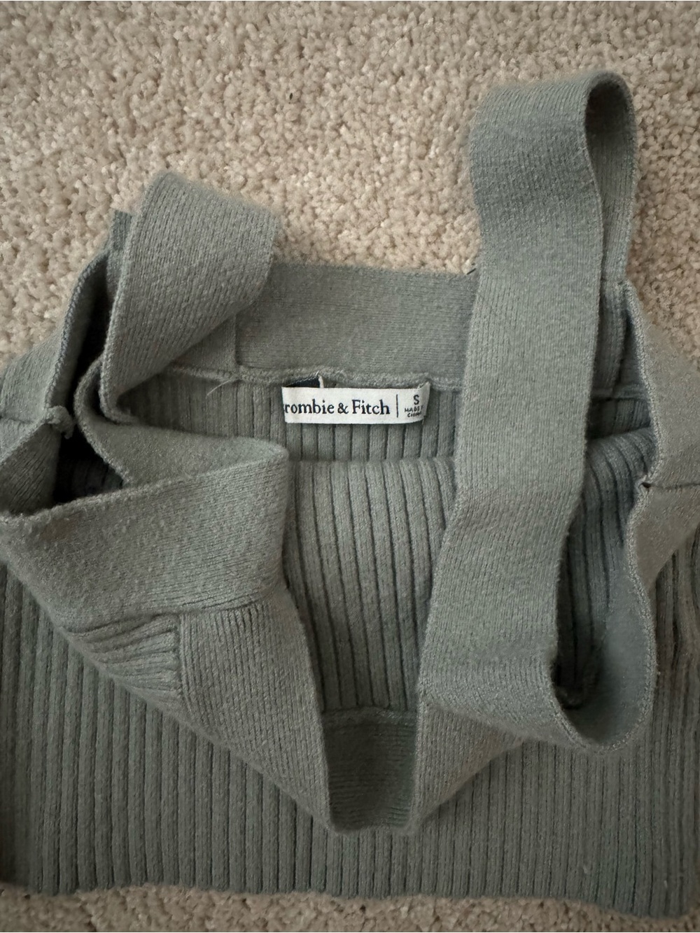 AbercrombieRibbed Square-Neck Tank Top in Olive Green - Picture 3 of 3